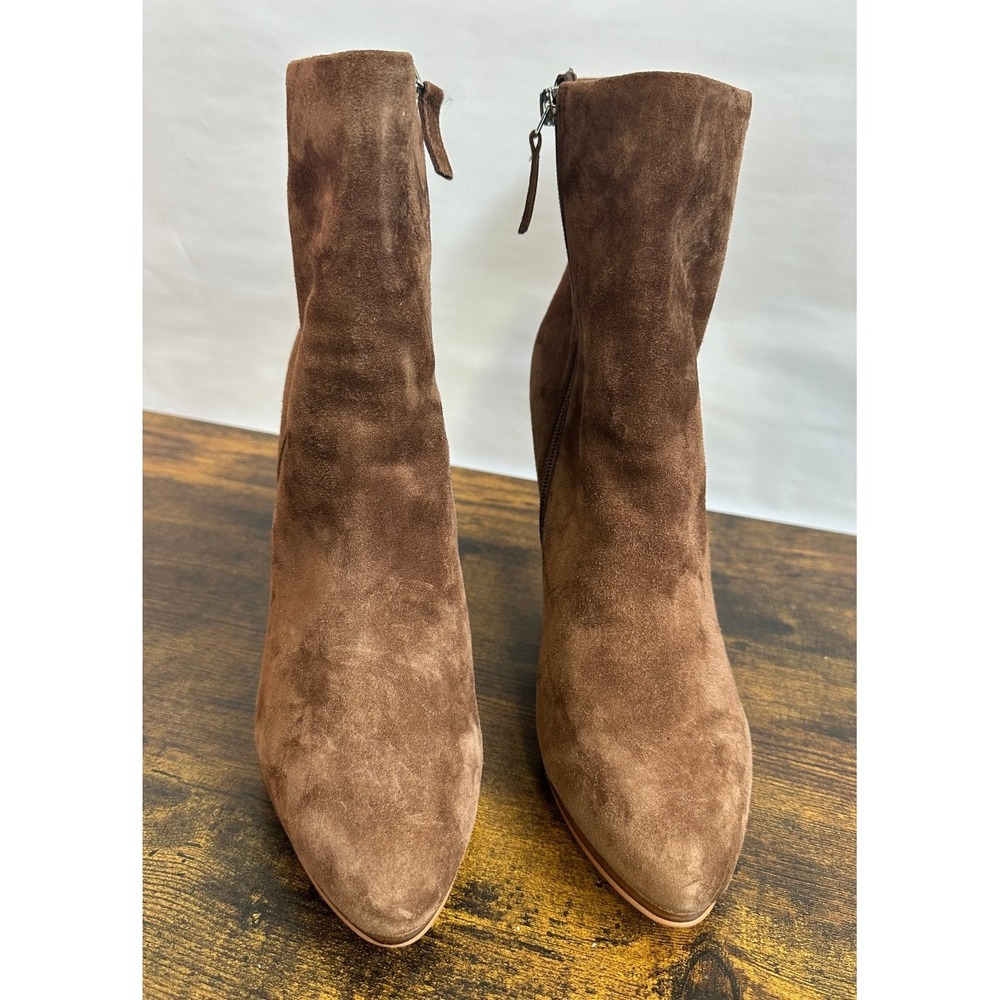 Nine West Brown Heeled Boots High Stiletto Heels Leather Suede Texture Size 11 M - Picture 5 of 15